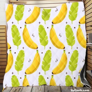 Tropical Banana And Leave Quilt Blanket