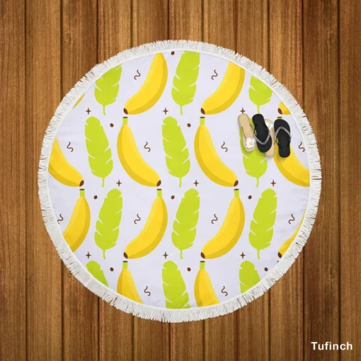 Tropical Banana And Leave Round Beach Towel