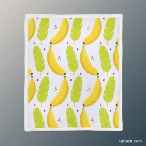 Tropical Banana And Leave Sherpa Fleece Blanket 1