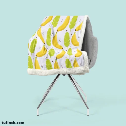 Tropical Banana And Leave Sherpa Fleece Blanket 2