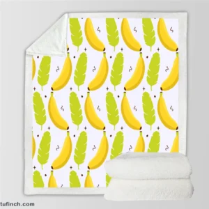 Tropical Banana And Leave Sherpa Fleece Blanket