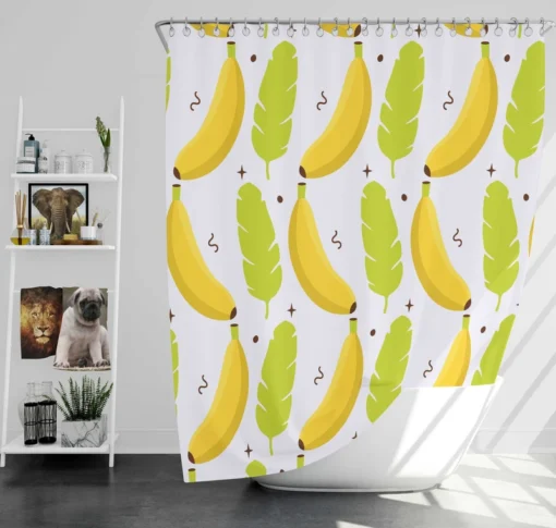 Tropical Banana And Leave Shower Curtain