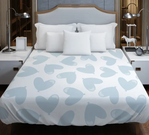 Tropical Blue Heart Balloon Duvet Cover