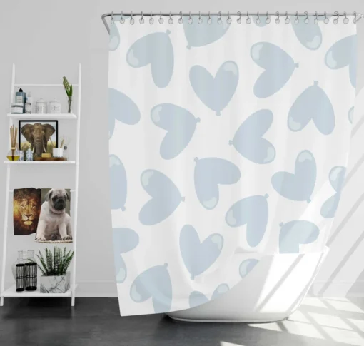 Tropical Blue Heart Balloon Shower Curtain