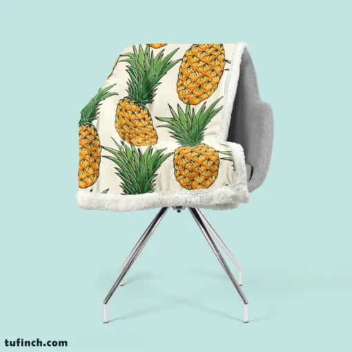 Tropical Fruit Pineapple Sherpa Fleece Blanket 2