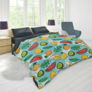 Tropical Fruit and Leave Pattern  Duvet Cover 1