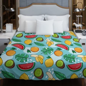 Tropical Fruit and Leave Pattern  Duvet Cover