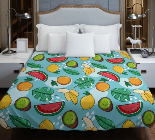 Tropical Fruit and Leave Pattern  Duvet Cover