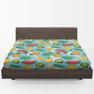 Tropical Fruit and Leave Pattern  Fitted Sheet 1