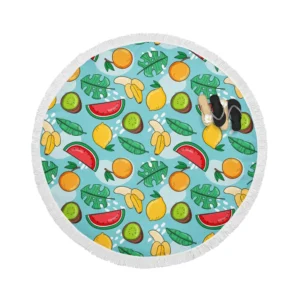 Tropical Fruit and Leave Pattern  Round Beach Towel