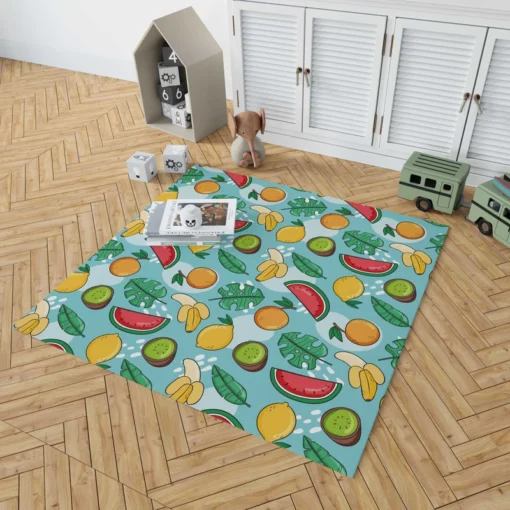 Tropical Fruit and Leave Pattern  Rug 1