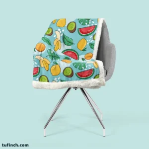 Tropical Fruit and Leave Pattern  Sherpa Fleece Blanket 2