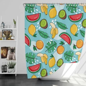 Tropical Fruit and Leave Pattern  Shower Curtain