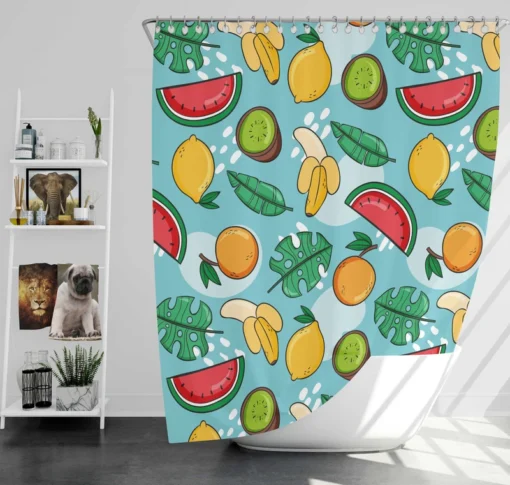 Tropical Fruit and Leave Pattern  Shower Curtain