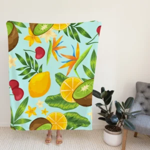 Tropical Fruits Pattern Fleece Blanket