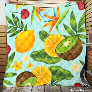 Tropical Fruits Pattern Quilt Blanket