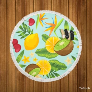 Tropical Fruits Pattern Round Beach Towel