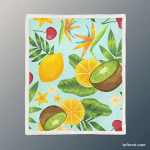 Tropical Fruits Pattern Sherpa Fleece Blanket 1