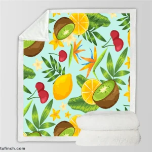 Tropical Fruits Pattern Sherpa Fleece Blanket