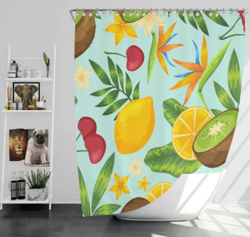 Tropical Fruits Pattern Shower Curtain