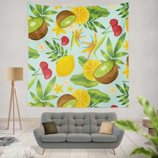 Tropical Fruits Pattern Wall Tapestry