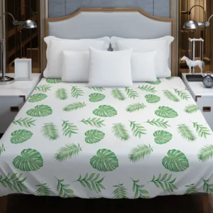 Tropical Green Leaves Pattern Duvet Cover