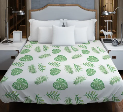 Tropical Green Leaves Pattern Duvet Cover