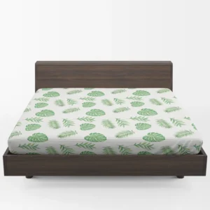 Tropical Green Leaves Pattern Fitted Sheet 1