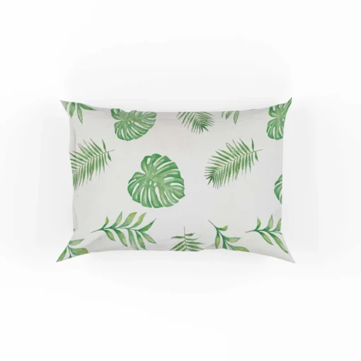 Tropical Green Leaves Pattern Pillow Case