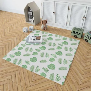 Tropical Green Leaves Pattern Rug 1