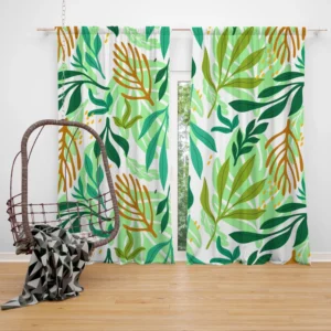 Tropical Jungle Leaves Pattern Curtain