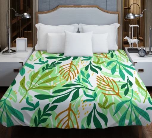 Tropical Jungle Leaves Pattern Duvet Cover