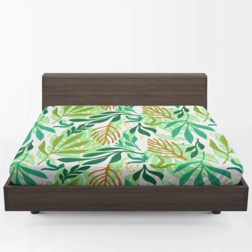 Tropical Jungle Leaves Pattern Fitted Sheet 1