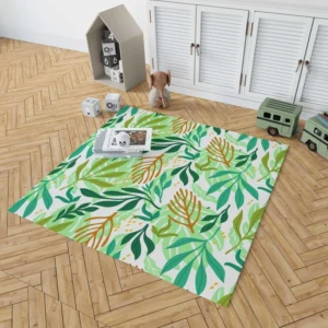 Tropical Jungle Leaves Pattern Rug 1