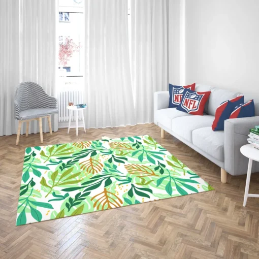 Tropical Jungle Leaves Pattern Rug 2