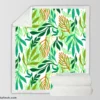 Tropical Jungle Leaves Pattern Sherpa Fleece Blanket