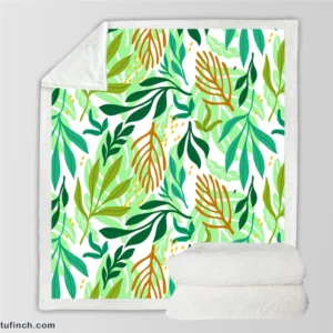 Tropical Jungle Leaves Pattern Sherpa Fleece Blanket