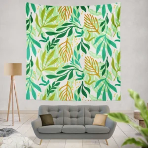 Tropical Jungle Leaves Pattern Wall Tapestry