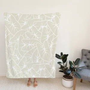 Tropical Leaf Minimalist Pattern Fleece Blanket