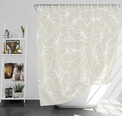 Tropical Leaf Minimalist Pattern Shower Curtain