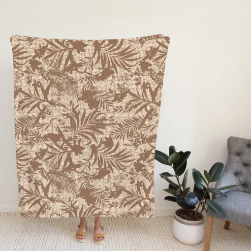 Tropical Leaves Pattern Fleece Blanket