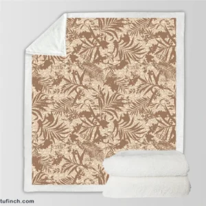 Tropical Leaves Pattern Sherpa Fleece Blanket