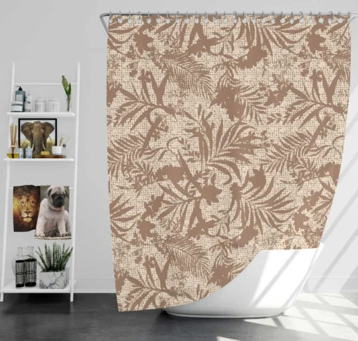 Tropical Leaves Pattern Shower Curtain