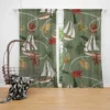 Tropical Leaves Sailboat Pattern Curtain