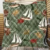 Tropical Leaves Sailboat Pattern Quilt Blanket