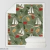 Tropical Leaves Sailboat Pattern Sherpa Fleece Blanket