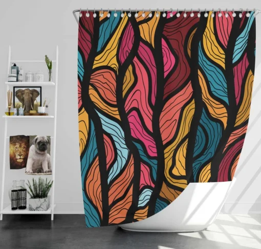 Tropical Leaves Seamless Pattern Shower Curtain