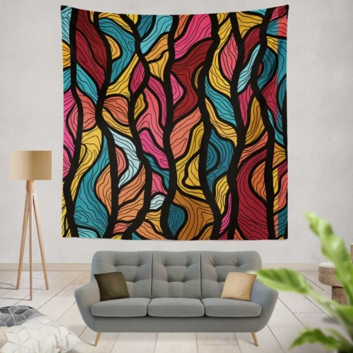 Tropical Leaves Seamless Pattern Wall Tapestry