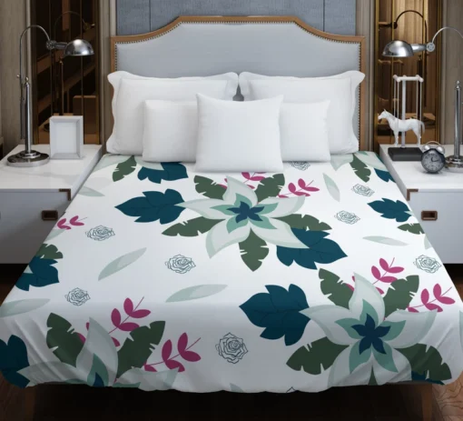 Tropical Natural Flowers Duvet Cover