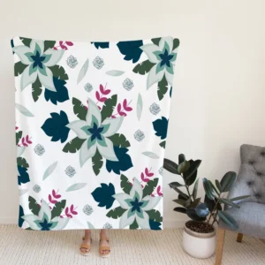 Tropical Natural Flowers Fleece Blanket